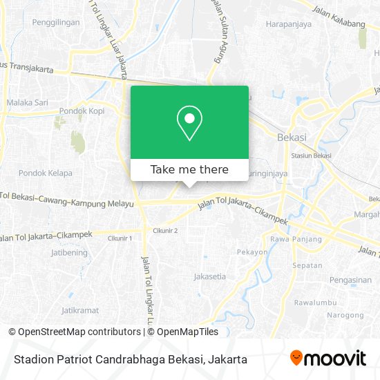 Stadion Patriot Candrabhaga Bekasi map