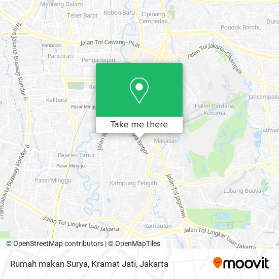Rumah makan Surya, Kramat Jati map