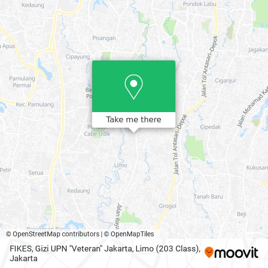 FIKES, Gizi UPN "Veteran" Jakarta, Limo (203 Class) map