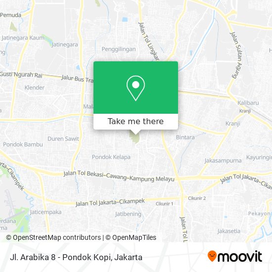 Jl. Arabika 8 - Pondok Kopi map