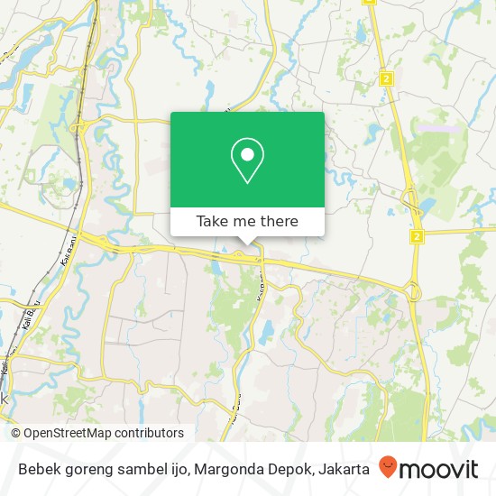 Bebek goreng sambel ijo, Margonda Depok map