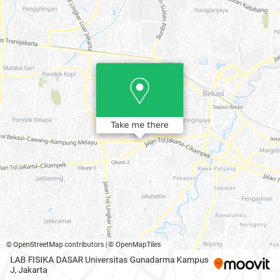 LAB FISIKA DASAR Universitas Gunadarma Kampus J map