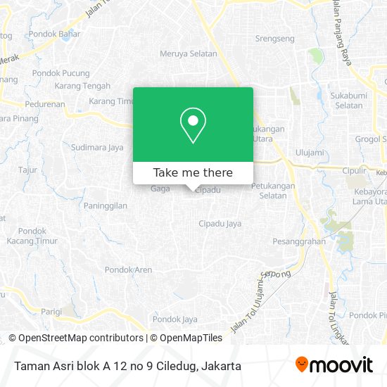 Taman Asri blok A 12 no 9 Ciledug map