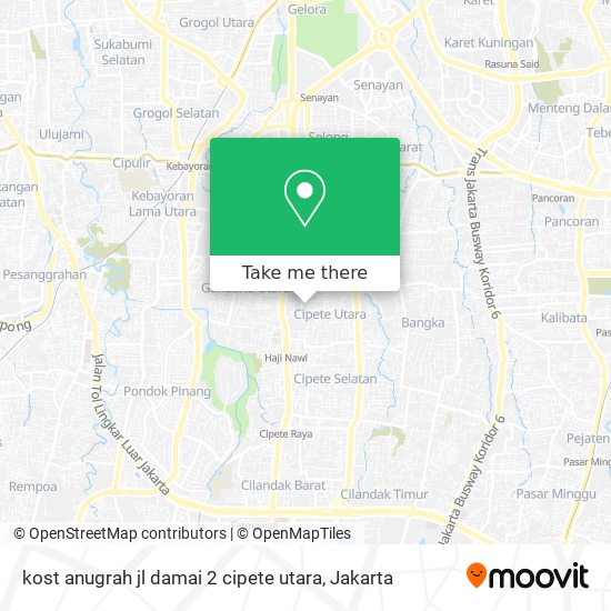kost anugrah jl damai 2 cipete utara map