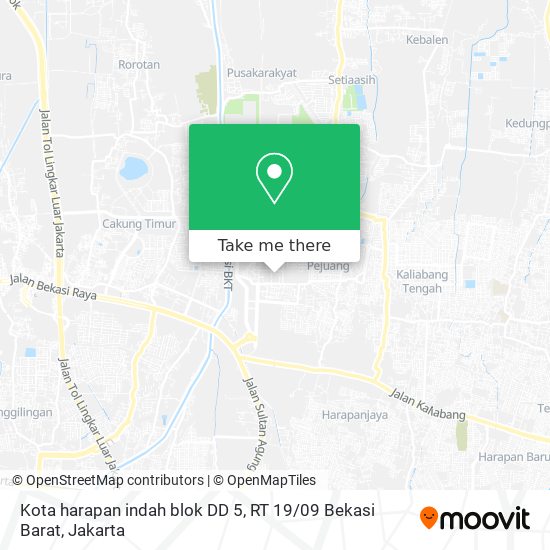 Kota harapan indah blok DD 5, RT 19 / 09 Bekasi Barat map