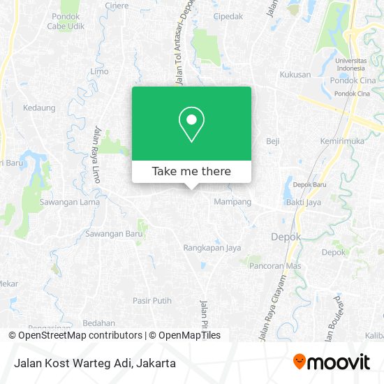 Jalan Kost Warteg Adi map