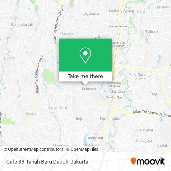 Cafe 33 Tanah Baru Depok map