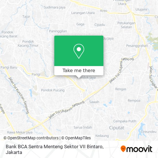 Bank BCA Sentra Menteng Sektor VII Bintaro map