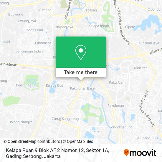 Kelapa Puan 9 Blok AF 2 Nomor 12, Sektor 1A, Gading Serpong map