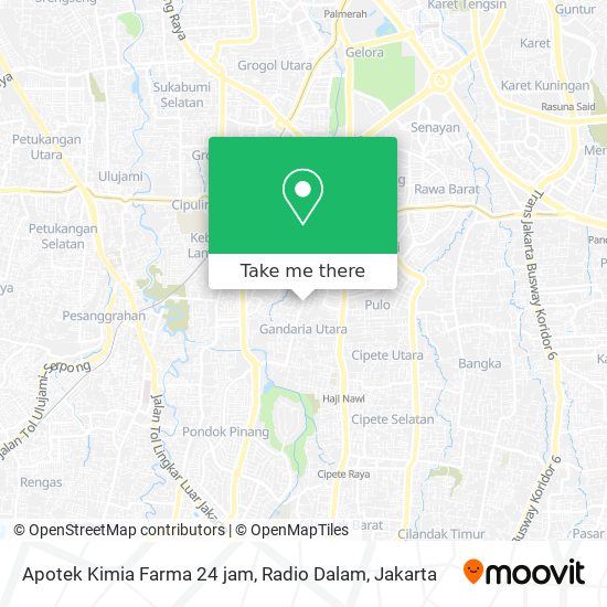Apotek Kimia Farma 24 jam, Radio Dalam map