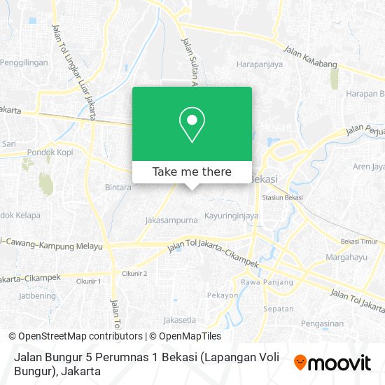 Jalan Bungur 5 Perumnas 1 Bekasi (Lapangan Voli Bungur) map