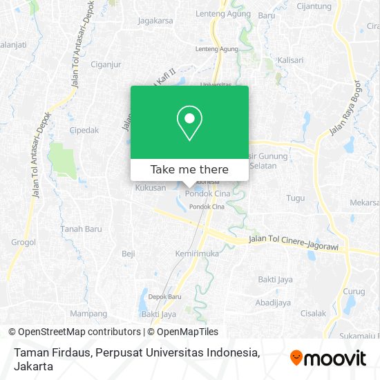 Taman Firdaus, Perpusat Universitas Indonesia map