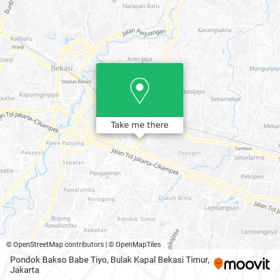 Pondok Bakso Babe Tiyo, Bulak Kapal Bekasi Timur map