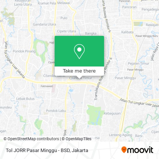 Tol JORR Pasar Minggu - BSD map