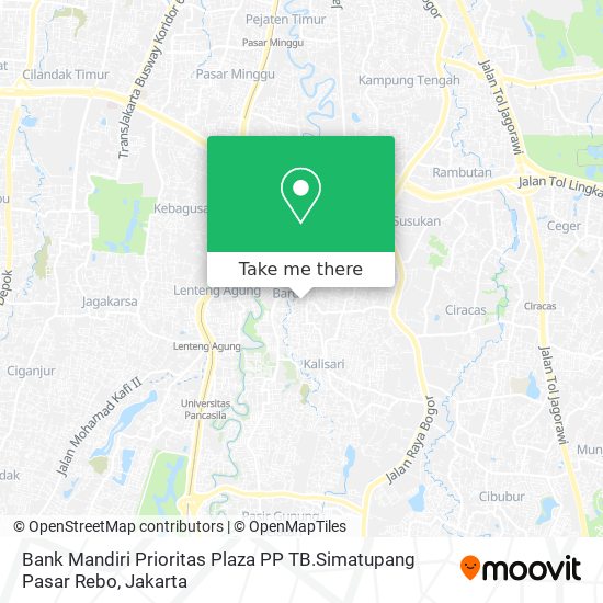 Bank Mandiri Prioritas Plaza PP TB.Simatupang Pasar Rebo map