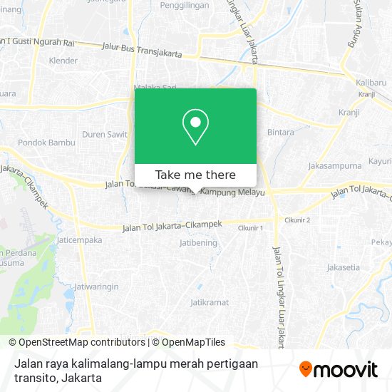 Jalan raya kalimalang-lampu merah pertigaan transito map