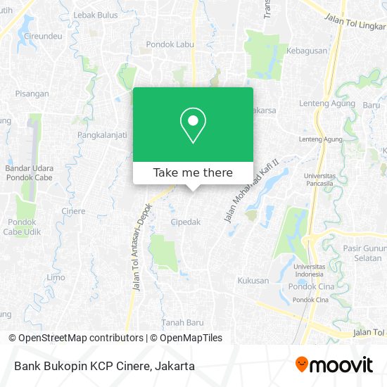 Bank Bukopin KCP Cinere map