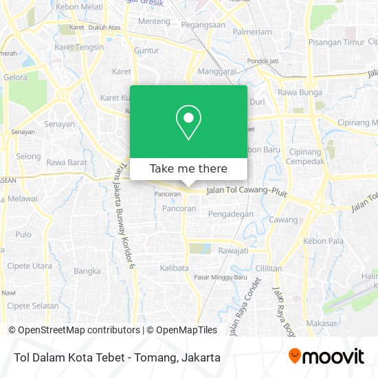 Tol Dalam Kota Tebet - Tomang map