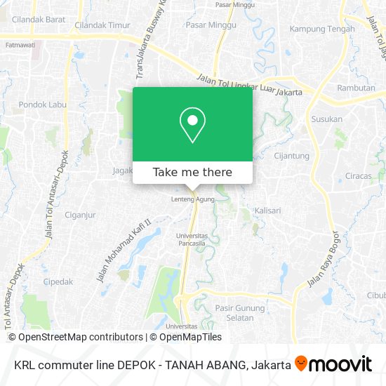 KRL commuter line DEPOK - TANAH ABANG map