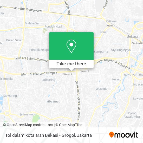 Tol dalam kota arah Bekasi - Grogol map