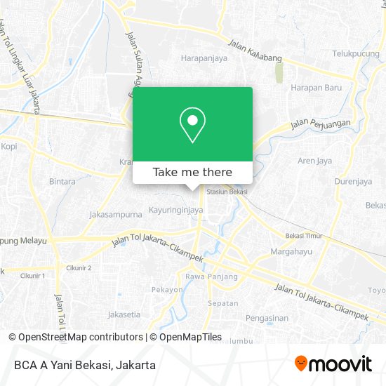 BCA A Yani Bekasi map