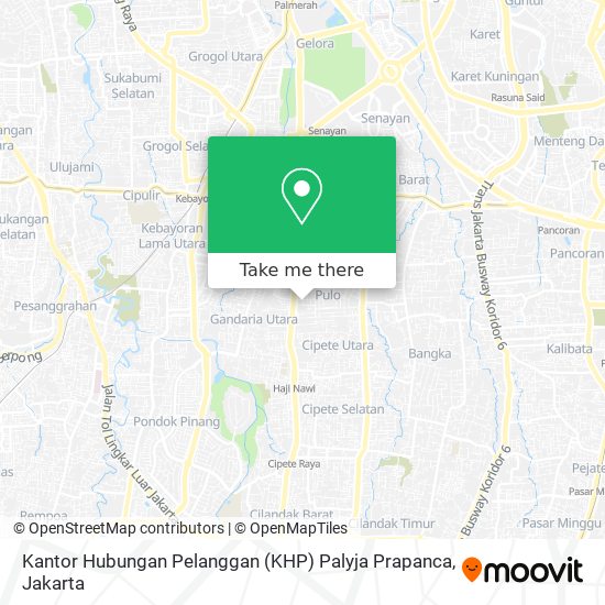 Kantor Hubungan Pelanggan (KHP) Palyja Prapanca map