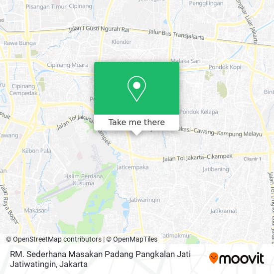 RM. Sederhana Masakan Padang Pangkalan Jati Jatiwatingin map