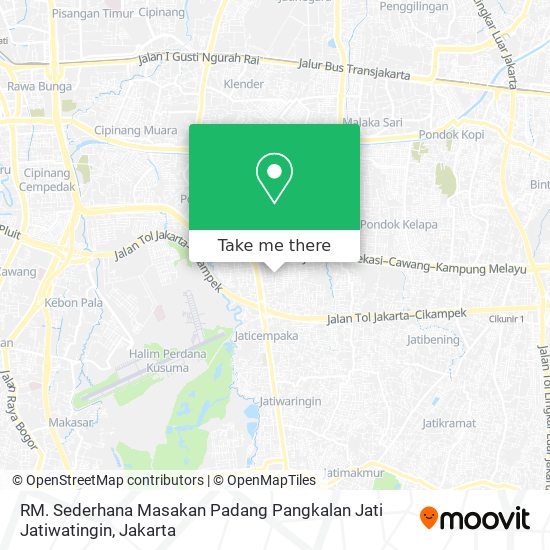 RM. Sederhana Masakan Padang Pangkalan Jati Jatiwatingin map