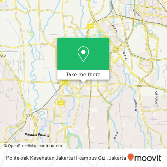 Politeknik Kesehatan Jakarta II kampus Gizi map