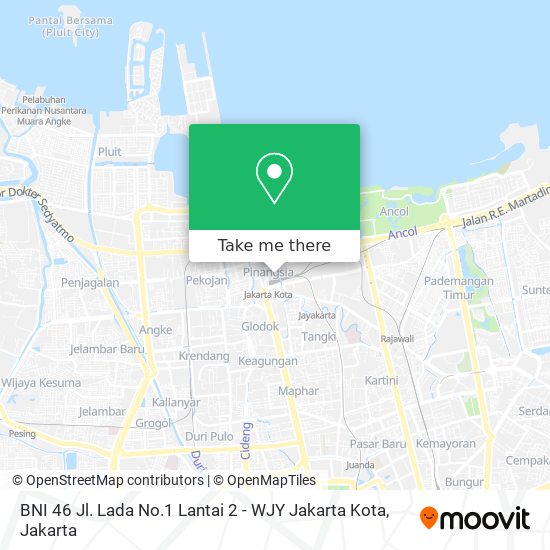 BNI 46 Jl. Lada No.1 Lantai 2 - WJY Jakarta Kota map