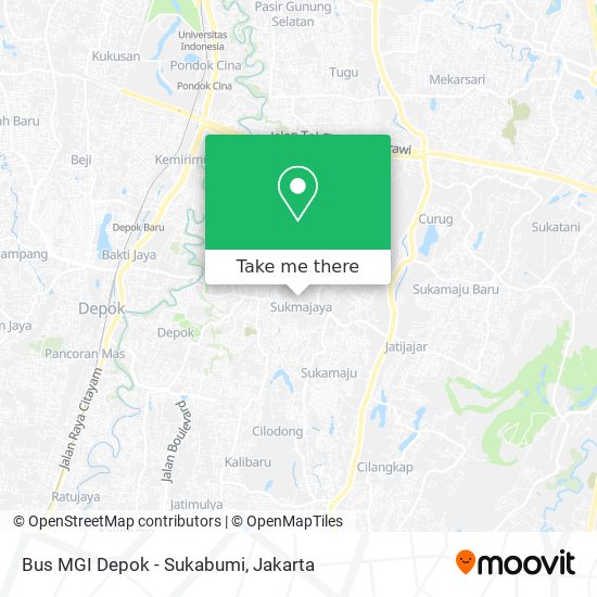 Bus MGI Depok - Sukabumi map
