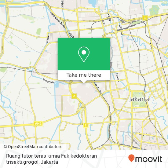 Ruang tutor teras kimia Fak kedokteran trisakti,grogol map