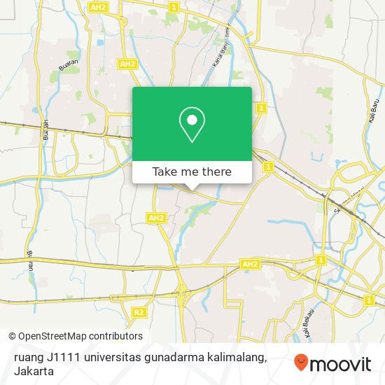 ruang J1111 universitas gunadarma kalimalang map