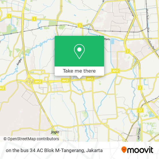 on the bus 34 AC Blok M-Tangerang map