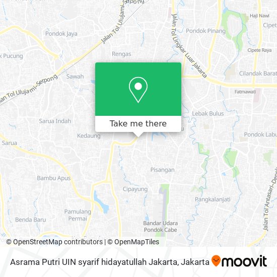 Asrama Putri UIN syarif hidayatullah Jakarta map