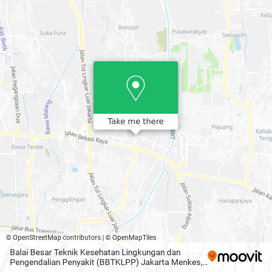 Balai Besar Teknik Kesehatan Lingkungan dan Pengendalian Penyakit (BBTKLPP) Jakarta Menkes map