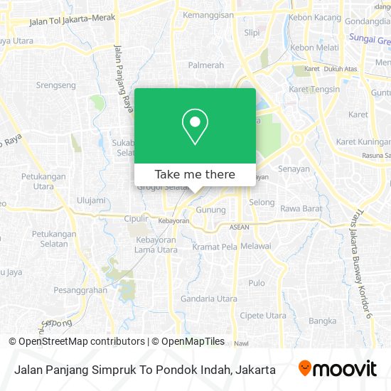 Jalan Panjang Simpruk To Pondok Indah map