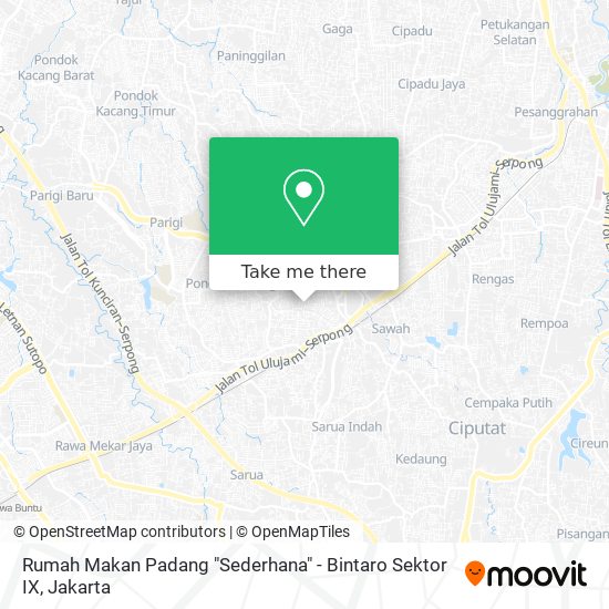 Rumah Makan Padang "Sederhana" - Bintaro Sektor IX map