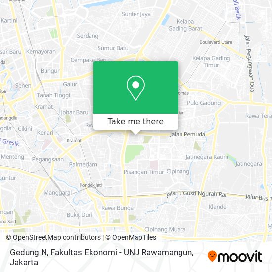 Gedung N, Fakultas Ekonomi - UNJ Rawamangun map