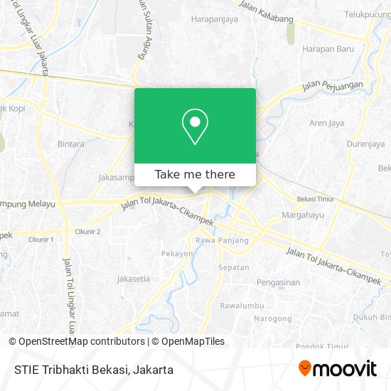 STIE Tribhakti Bekasi map