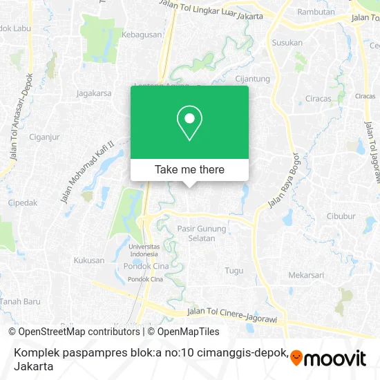 Komplek paspampres blok:a no:10 cimanggis-depok map