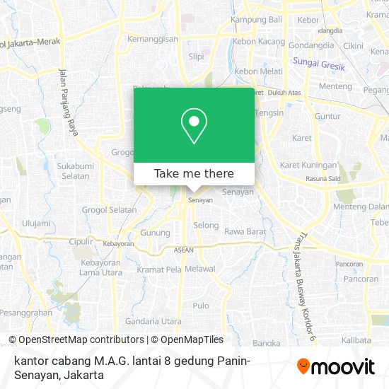 kantor cabang M.A.G. lantai 8 gedung Panin- Senayan map