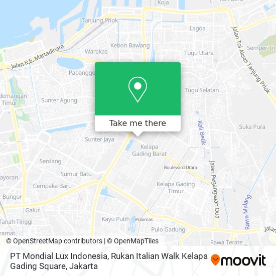 PT Mondial Lux Indonesia, Rukan Italian Walk Kelapa Gading Square map