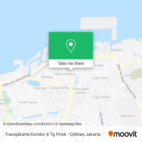 Transjakarta Koridor X Tg Priok - Cililitan map