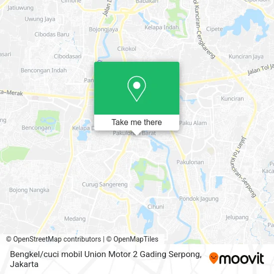 Bengkel / cuci mobil Union Motor 2 Gading Serpong map