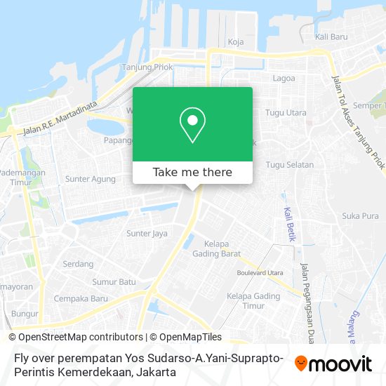Fly over perempatan Yos Sudarso-A.Yani-Suprapto-Perintis Kemerdekaan map