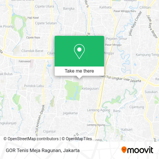 GOR Tenis Meja  Ragunan map