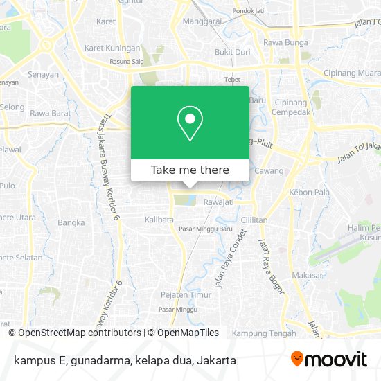 kampus E, gunadarma, kelapa dua map