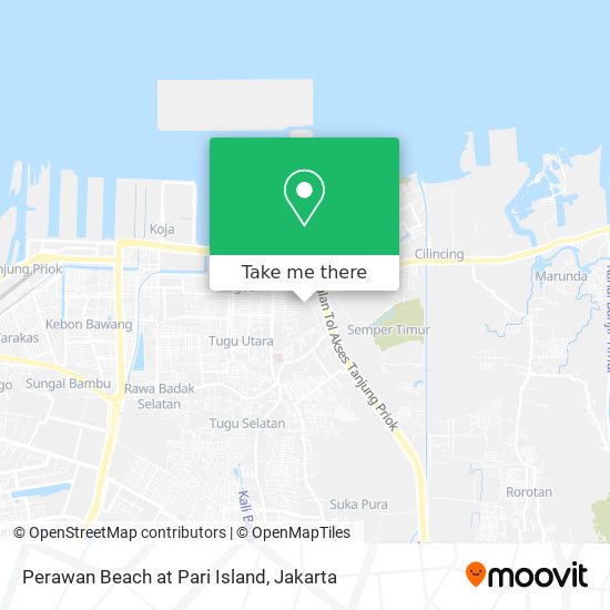 Perawan Beach at Pari Island map