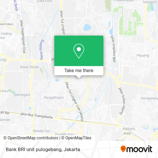 Bank BRI unit pulogebang map